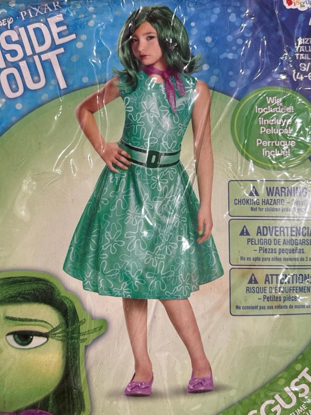 Inside Out Disgust Girls Green Dress Costume with Wig